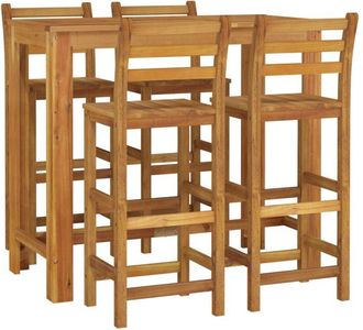 vidaXL Mesa Y Taburetes Altos De Jard&iacute;n 5 Pzas Madera Maciza Acacia Vidaxl