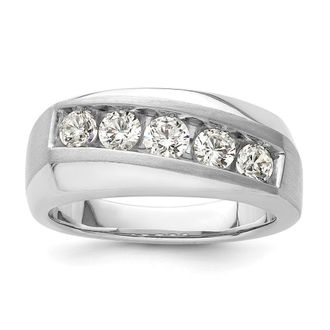 Diamond2Deal 10k White Gold Lab Grown Diamond 5-Stone Band Ring 1Ct Clarity- VS Color- G-H