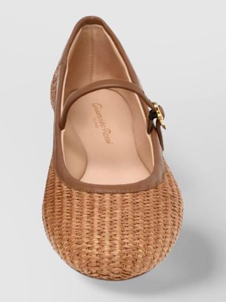 Gianvito Rossi carla raffia mary jane ballerina shoes