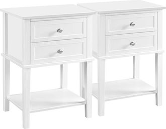 Yaheetech 2 Comodini Moderni con 2 Cassetti Camera da Letto Comò Cassettiere Tavolino Laterale da caffè Mobiletto Bianchi Scompartimento con Ripiano Soggiorno