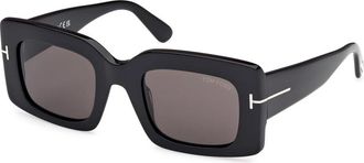Tom Ford Brigitta Vierkante Glanzend Zwarte Zonnebril - Heren - Zonnebrillen - Zwart - 50 MM - Accessoires