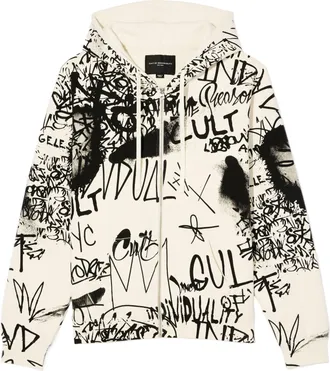 Cult of Individuality Cults Zip Novelty Hoody in Winter White