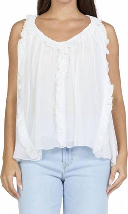 Dear John Denim Renata Ruffle Scoop Neck Top In White