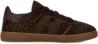 Hogan Leopard Print Lace Up Sneakers