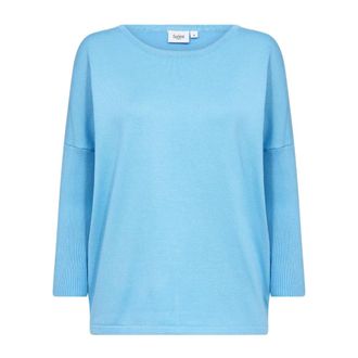 Saint Tropez Jersey Azul con Cuello Redondo - Knitwear - Mujer - Azul - XL