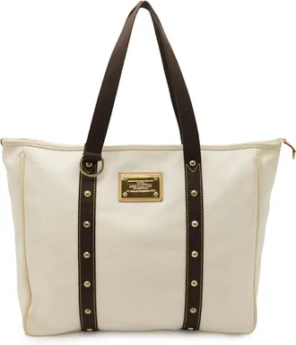 Louis Vuitton Beige Brown Canvas Shoulder Bag Tote Bag (Pre-Owned)