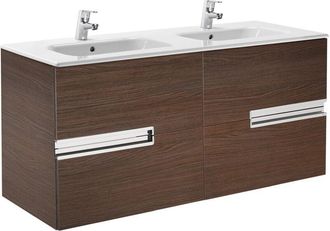 Roca Roca - Pack Unik Mueble Base + Lavabo Doble Victoria-n Color: Weng&eacute; Texturizado
