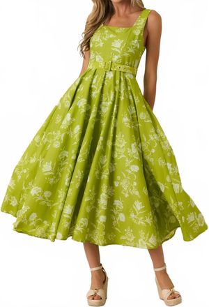 Entro Floral Garden Midi Dress In Green
