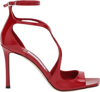 Jimmy Choo London Azia 95 Sandal - Dames - Sandalen met hakken - Rood - 36 EU - Leer - Schoenen