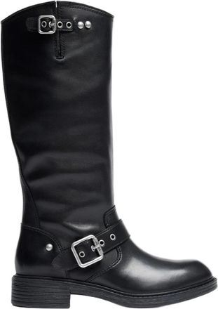 Ash Freesia Hoge Leren Motorlaars - Dames - Hoge Laarzen - Zwart - 39 EU - Leer - Schoenen