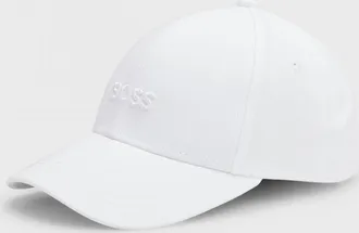 HUGO BOSS Mens BOSS Orange Zed Mens Cotton-Twill Six-Panel Cap with Embroidered Logo NOS - White 100 - Size: ONE size