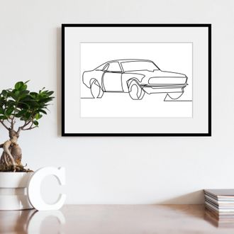 Queence Bild »Shotgun« Auto Fahrzeuge Kunst Schwarz-Weiss 1 Stk. tlg. HD Premium Poster-Druck inkl. Holzrahmen