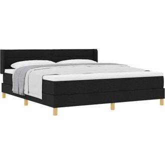 vidaXL Box Spring Bed with Mattress Black 200 x 180 cm Polyester vidaXL