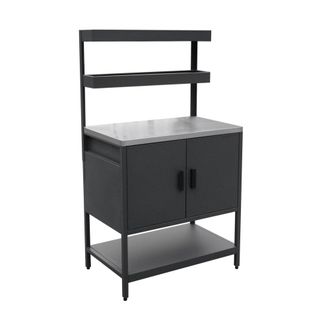 Sweeek M&oacute;dulo cocina exterior de acero con 2 estanter&iacute;as colgantes y 2
