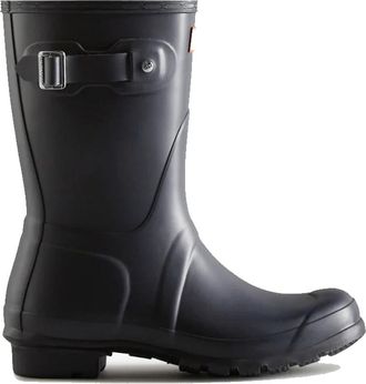 Hunter Korte Marineblauwe Wellington Laarzen - Dames - Regenlaarzen - Blauw - 40 EU - Polyester - Schoenen