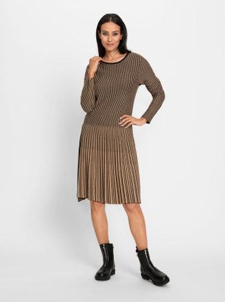 Heine Strickkleid HEINE Strickkleid, Damen, Gr. 34, Normalgr&ouml;ssen, gelb (camel, schwarz, gestreift), Strick, 50% Baumwolle, 50% Polyacryl, gemustert, gestre