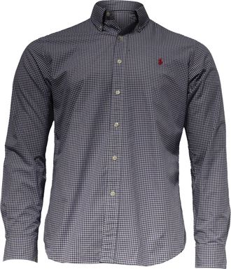 Ralph Lauren Slim Fit Checked Shirt in Navy Blue Cotton