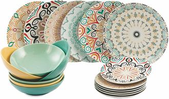 Villa D'Este Home Tivoli Juego de vajilla Sharm 18 piezas, multicolor