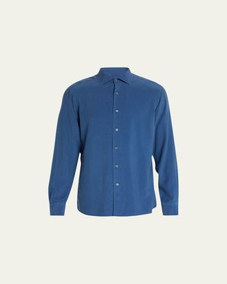 Ermenegildo Zegna Mens Washed Silk Sport Shirt