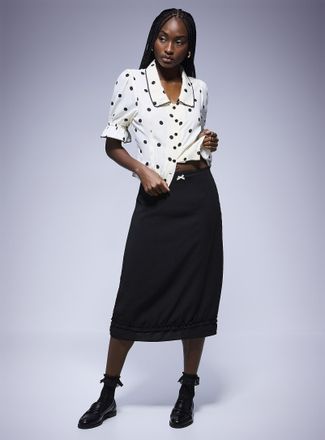 Icone Womens Ruffled-trim midi skirt