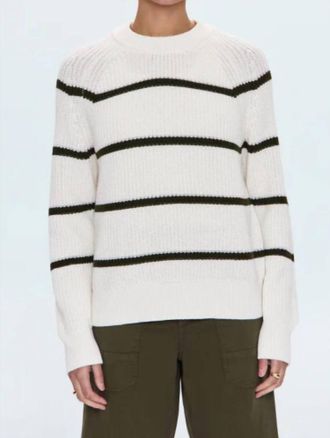 Pistola Denim Edie Raglan Crewneck Sweater In Olive Stripe
