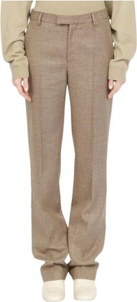 Maison Margiela Virgin Wool Broeken - unisex - Wijde Broeken - Beige - S - Wol - Broeken