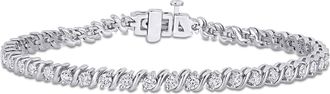 Mimi & Max 2 3/4ct DEW Created Moissanite S-Link Tennis Bracelet Sterling Silver