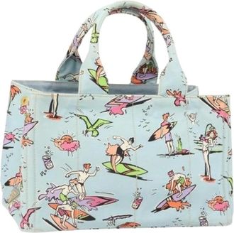 Prada Pre-owned Tote Bags, female, Multicolor, Size: ONE SIZE Pre-owned Vintage Canvas Tote