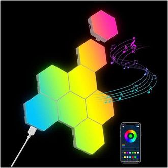 OEM Paquete De 8 Paneles De L&aacute;mparas De Pared Hexagonales Rgb, Luces Led Tipo Panal Para Decoraci&oacute;n De Habitaciones, Luces Nocturnas Para Juegos