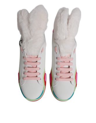 Dolce & Gabbana Womens Low-Top Calfskin Leather Sneaker White Polyester