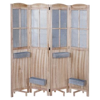 Hhg Hhg - Pantalla 646 Cestas De Plantas, Separador De Ambientes Tabique Espa&ntilde;ol Pared Pantalla De Privacidad, Madera Metal 170x161x29cm