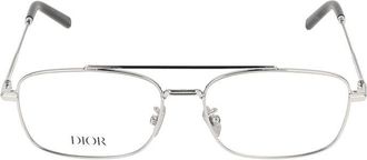 Dior Rectangle Full Rim Metal Eyeglasses - Silver