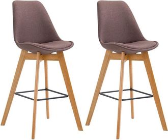 Clp Clp - Set De 2 Taburetes De Bar Metz Tapizados En Tela Marr&oacute;n Natural