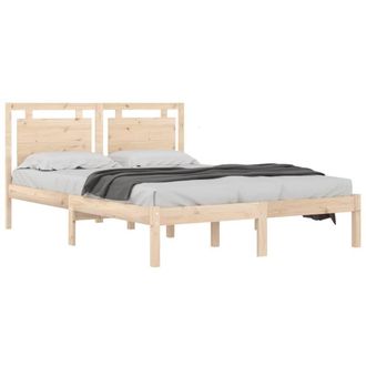 Berkfield Home Beautiful Bed Frame Solid Wood 120x190 cm Small Double in Natural