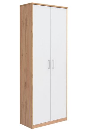 Xora Mehrzweckschrank, Wei&szlig;, Eiche Wotan, Holzwerkstoff, 5 F&auml;cher, 72x194x36 cm, Waschk&uuml;che, Mehrzweckschr&auml;nke