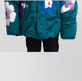 Dolce & Gabbana silk floral appliqu&eacute; oversized puffer jacket