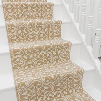 Runrug Stair Runner Carpet for Staircases - Soft & Comfy, 9mm - Mosaic in Medium Beige | Size: 60 cm x 480 cm