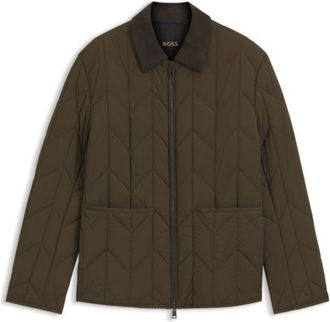 BOSS Nubuck-trim jacket with water-repellent finish
