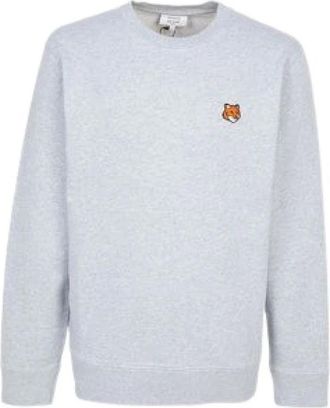 Maison Kitsun&eacute; Fox Head Regular Sweatshirt - Heren - Sweatshirts - Grijs - M - Leer - Hoodies & sweatvesten
