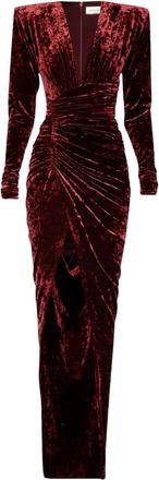 Alexandre Vauthier Velours Jurk Met Drapering - Dames - Feestkleedjes - Bruin - S - Polyester - Kleedjes