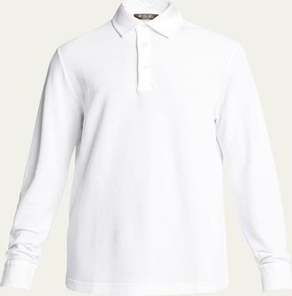 Loro Piana Mens Long-Sleeve Pique Polo Shirt