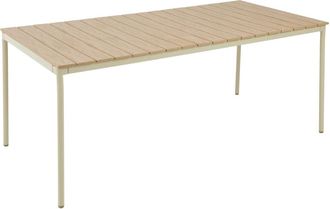 Oviala Mesa de jard&iacute;n de 180 x 90 cm de metal y polywood color crema