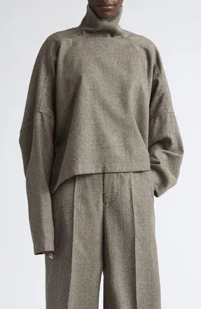 Rick Owens Jumbo Tabard Crop Wool Top in Black Melange at Nordstrom