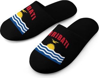 Generic Kiribati Kiribatian Flag Warm Mens Slippers Slip On Soft Fleece House Shoes Winter Indoor Outdoor