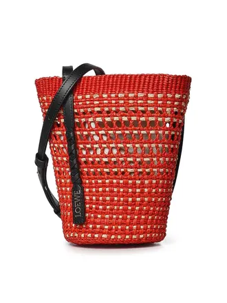 Loewe Medium Braid Bag In Iraca Palm And Calfskin
