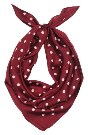 Petit Moments Satin Polka Dot Square Scarf in Burgundy at Nordstrom
