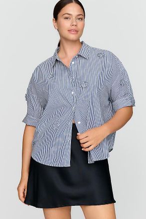 Maeve Mabel 100% Cotton Boxy Oxford Shirt Top
