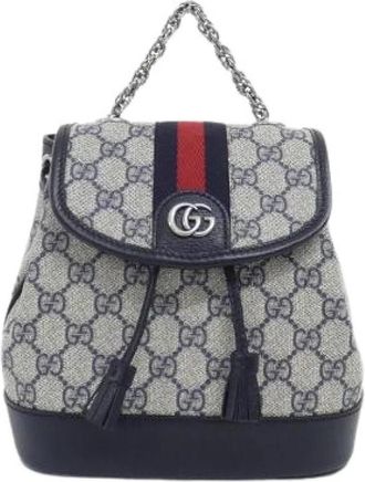 Gucci Pre-owned Ophidia GG Supreme Leren Rugzak - Dames - Vintage Rugzakken - Beige - ONE Size - Leer - Vintage