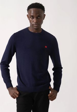 HUGO BOSS Mens HUGO San Cassius Mens Crew Neck Sweater - Navy 418 - Size: 42