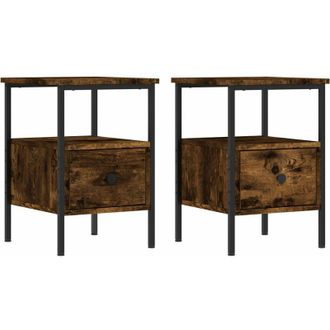 vidaXL Vidaxl - Bedside Cabinets 2 pcs Smoked Oak 34x36x50 cm Engineered Wood